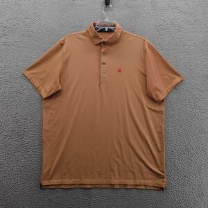 Greyson Mens Performance Striped Golf Polo Shirt XL Yellow Red Short Sleeve